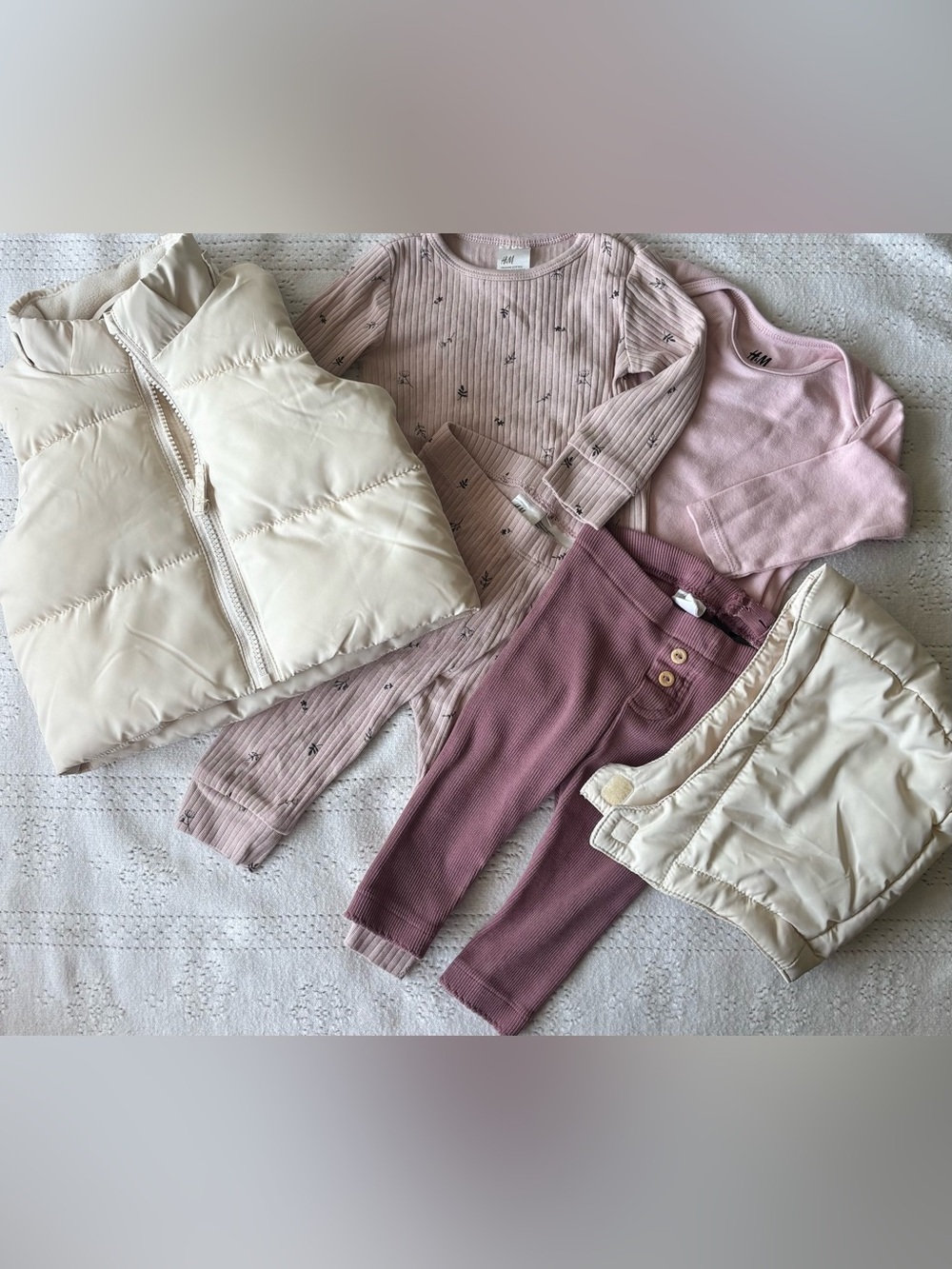 H&M Baby Girl Bundle 4–6M | Organic Cotton + Puffer Vest